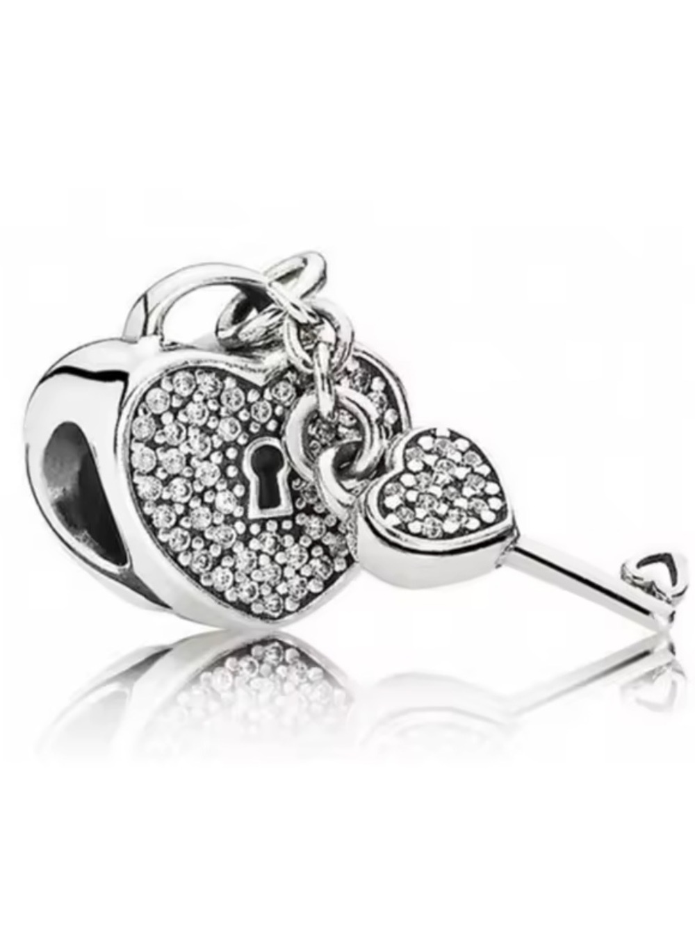Pavé Lock and Key Dangle charm for Pandora Bracelets